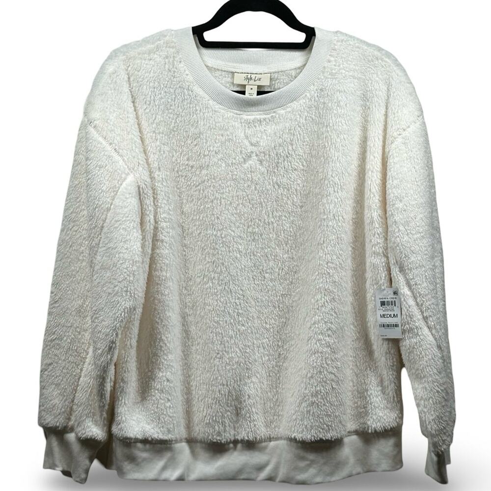 Style‎ & Co Sherpa Crewneck Sweatshirt Women's Size Medium Cozy Loungewear Soft